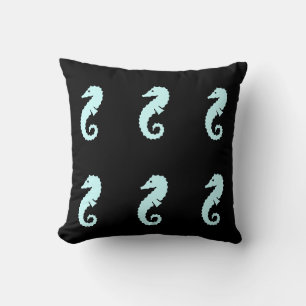 Bleu SEAHORSE sur coussin noir