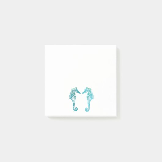 Bleu Seahorses dessin art Post-it Notes (Devant)