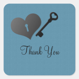 Bleu serrure de coeur et Stickers Merci clé