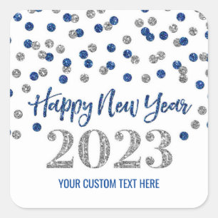 Bleu Silver Bonne année 2023 Sticker Carré