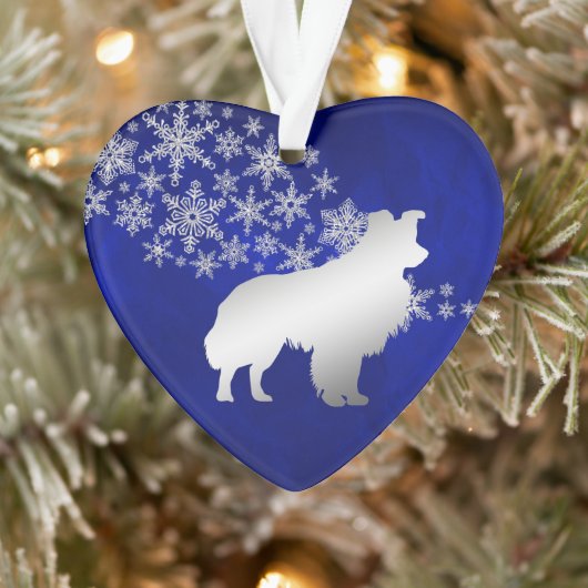 Bleu Silver Snowflake Bordure Collie Chien (Arbre)