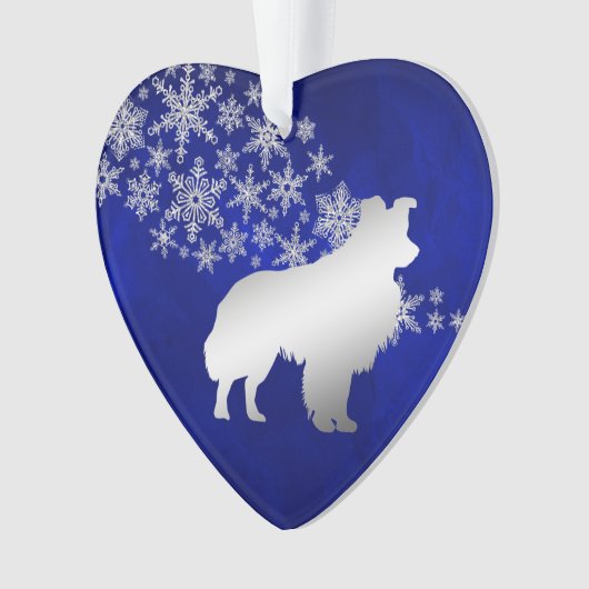 Bleu Silver Snowflake Bordure Collie Chien (devant)