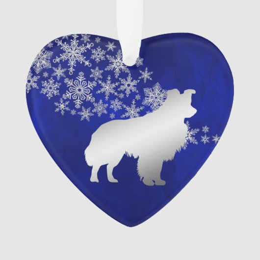 Bleu Silver Snowflake Bordure Collie Chien (devant)