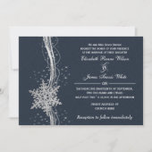 Bleu Silver Snowflakes invitations de mariage hive (Devant)