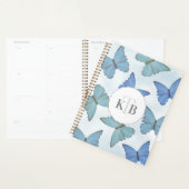 Bleu Simple Belle Papillons Mignonne Monogramme (Devant avec enveloppe)