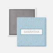 Bleu simple Chevron Magnet personnalisé (Recto/Verso)