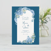 Bleu Simple Élégant Mariage Invitation (Debout devant)