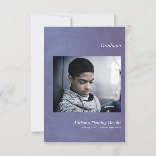 Bleu simple Faire-part de diplômés (Devant)