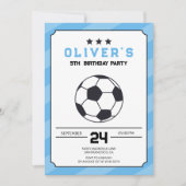Bleu Simple Football Invitation Anniversaire (Devant)