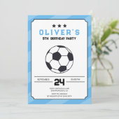 Bleu Simple Football Invitation Anniversaire (Debout devant)