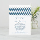 Bleu Simple Mariage Chevron Invitation (Debout devant)