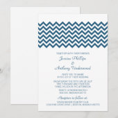 Bleu Simple Mariage Chevron Invitation (Devant / Derrière)