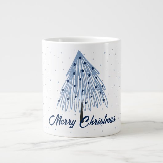 Bleu Simple Noël Géant Café Mug (Devant)