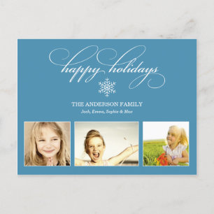 BLEU SNOWFLAKE CARTE PHOTO de vacances