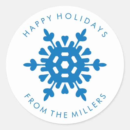 Bleu Snowflake Happy Holidays Sticker Cadeau (Devant)