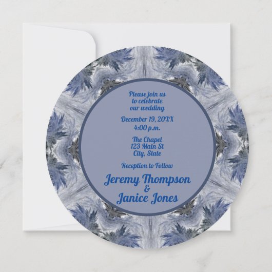 Bleu Snowflake Kaleidoscope Conception Invitation (Dos)