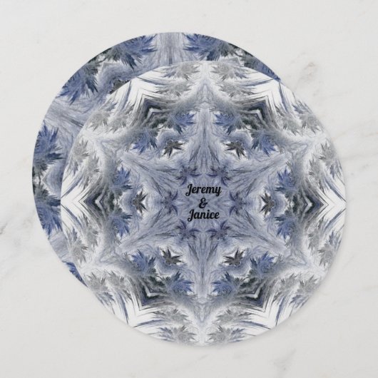 Bleu Snowflake Kaleidoscope Conception Invitation (Devant / Derrière)
