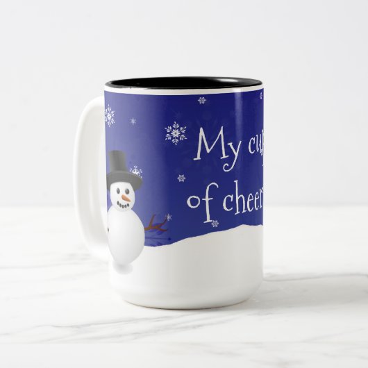 Bleu Snowman scène d'hiver Noël Mug (Devant gauche)