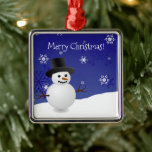 Bleu Snowman scène d'hiver Ornement en céramique<br><div class="desc">Ajoutez une touche de fantaisie à votre sapin de Noël en cette saison de fêtes avec un ornement en céramique Blue Snowman Winter Scene. Le design ornemental présente un bonhomme de neige heureux dans une scène hivernale enneigée contre un arrière - plan bleu royal orné de flocons de neige de...</div>