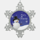 Bleu Snowman scène d'hiver Snowflake Ornement (Devant)