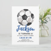 Bleu Soccer Boy Invitation Anniversaire (Debout devant)