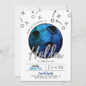 Bleu Soccer Invitation Anniversaire (Devant)