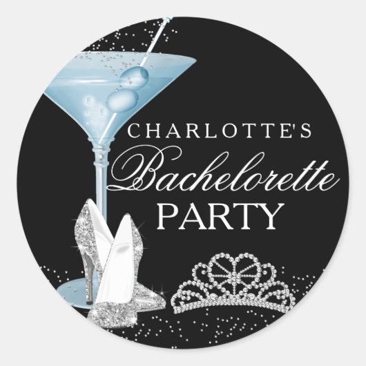 Bleu Sparkle Cocktail Bachelorette Sticker (Devant)