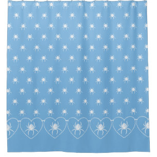 Bleu Spider Coeur Bordure Douche rideau