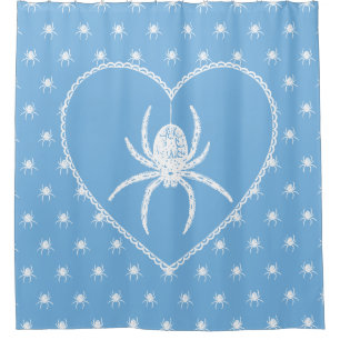 Bleu Spider Coeur Douche rideau