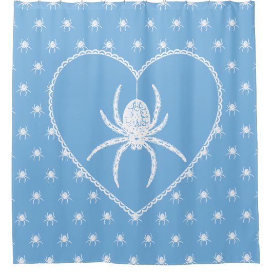 Bleu Spider Coeur Douche rideau (Devant)