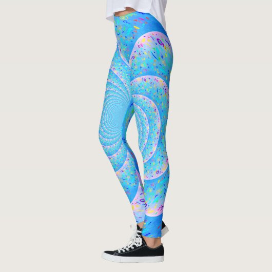 Bleu Spirale Funky Leggings Abstraits (Gauche)