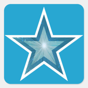 Bleu Star carré autocollant bleu