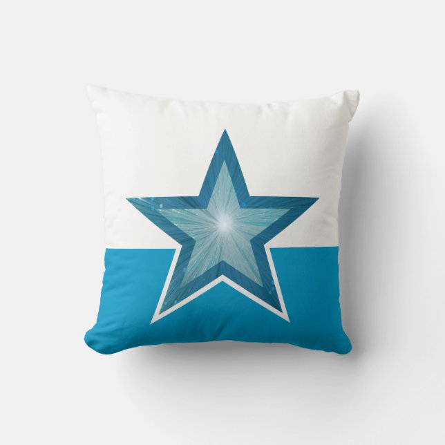 Bleu Star lance oreiller carré bleu blanc (Recto)