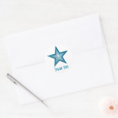 Bleu Star "Merci" rond autocollant blanc (Enveloppe)