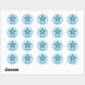 Bleu Star 'Nom' rond autocollant bleu pâle (Feuille)