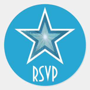 Bleu Star RSVP autocollant rond bleu