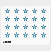 Bleu Star 'STAR!' autocollant rond blanc (Feuille)