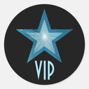 Bleu Star VIP autocollant rond noir