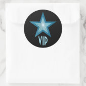 Bleu Star VIP autocollant rond noir (Sac)