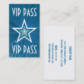 Bleu Star 'VIP PASS' carte de visite blanc dos (Devant / Derrière)