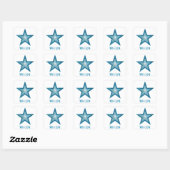 Bleu Star 'With Love'' autocollant carré blanc (Feuille)