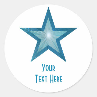 Bleu Star 'Your Text' autocollant rond blanc