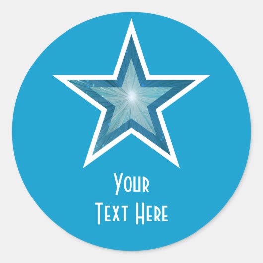 Bleu Star 'Your Text' autocollant rond bleu (Devant)