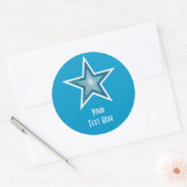 Bleu Star 'Your Text' autocollant rond bleu (Enveloppe)