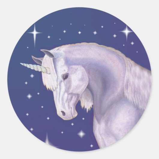 Bleu Starry Unicorn autocollant (Devant)