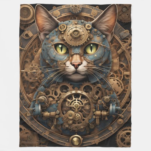 bleu steampunk cat AI art couverture (Devant)