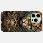 bleu steampunk cat AI art iPhone 15 Pro Max Coque (Verso (horizontal))