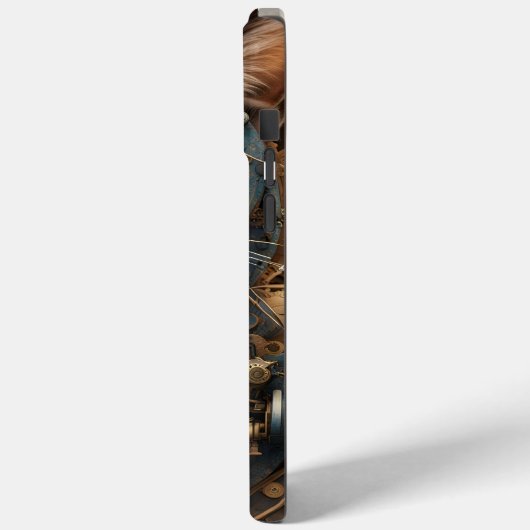 bleu steampunk cat AI art iPhone 15 Pro Max Coque (Verso / Gauche)
