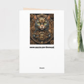 bleu steampunk cat AI carte de voeux art (Dos)
