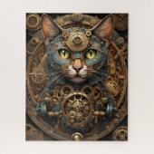 bleu steampunk chat AI art puzzle (Vertical)